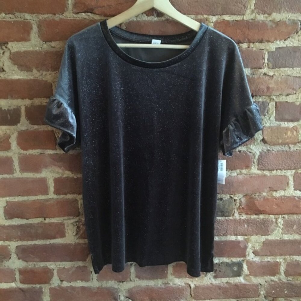 NEW Old Navy Velvet Bell Sleeve Ruffle Top Size Large